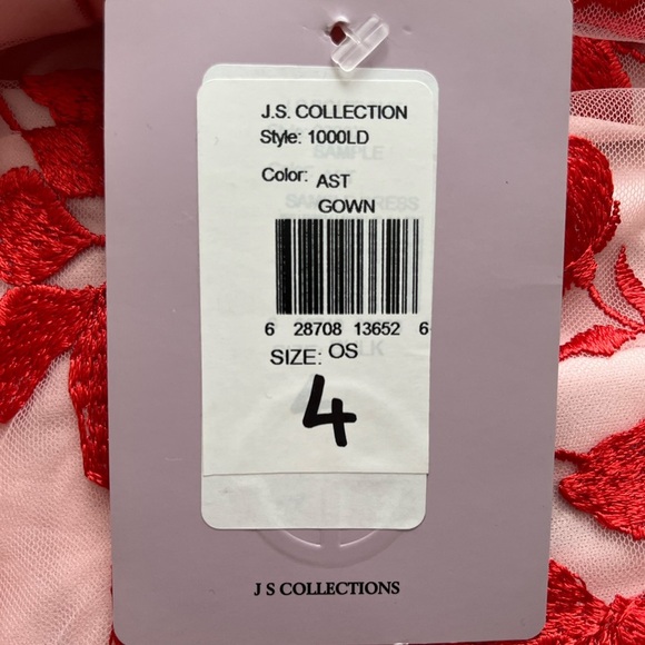 JS Collections Embroidered Floral Lace Long Sleeve Gown Size 4 - Picture 8 of 10